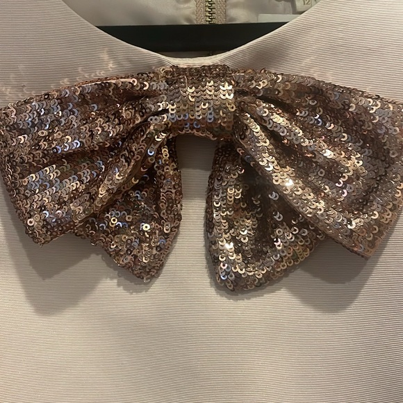 Kate Spade cocktail dress with rose gold sequin bow, zipper down the back - Picture 2 of 5